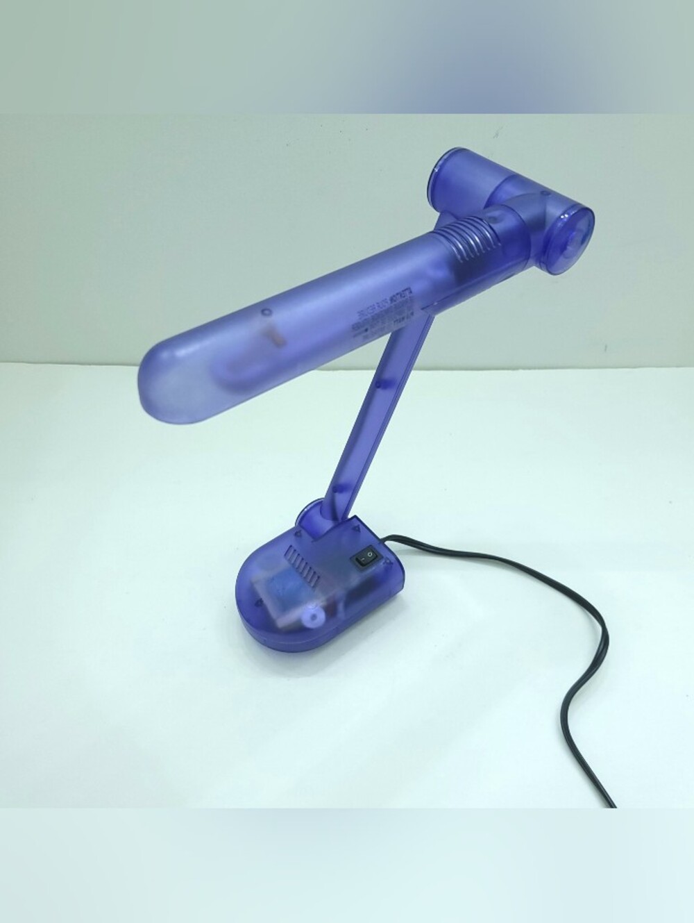 Purple Translucent Plastic Folding Desk Table Lamp Flourescent Vintage 90s Y2K